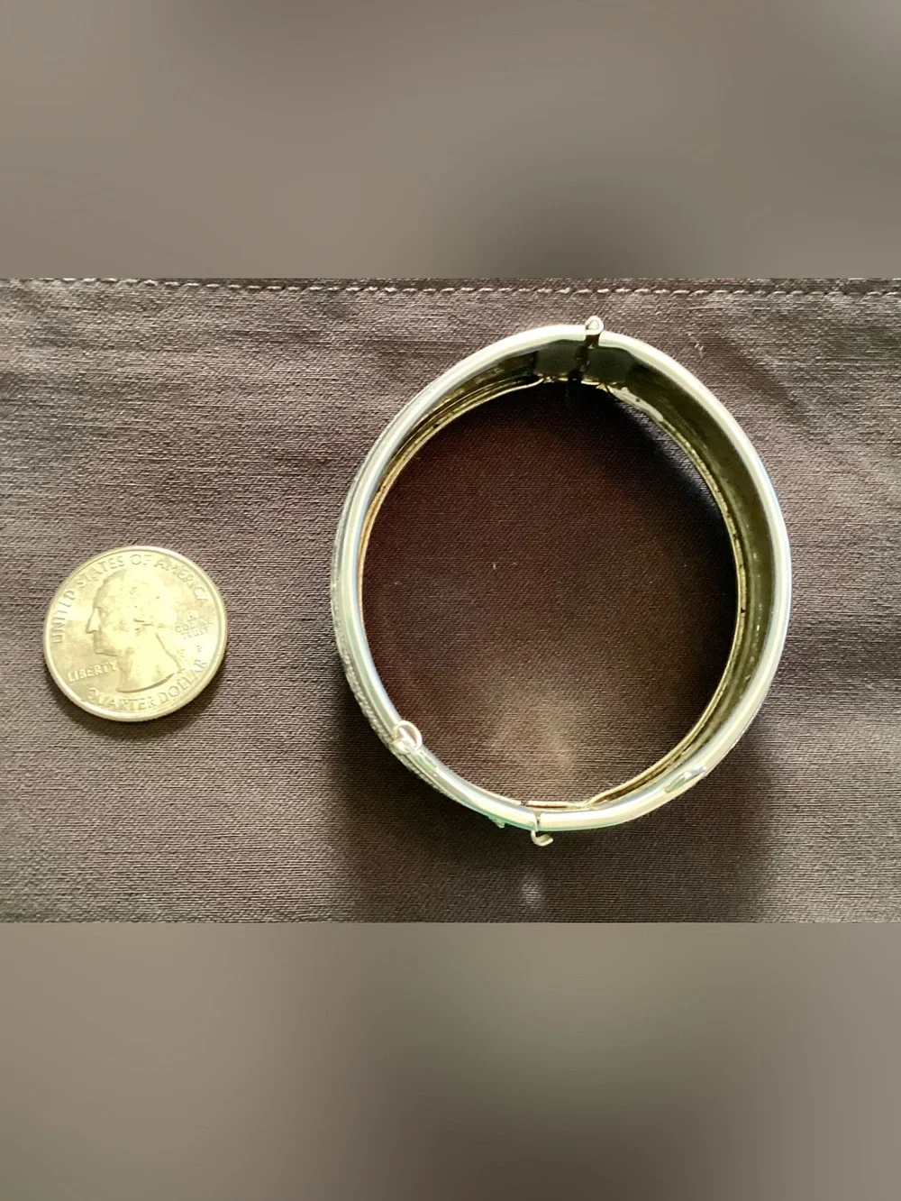 Vintage Victorian Revival Etched Silver Tone Bangle Bracelet